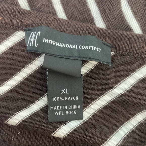 INS International Concepts Brown & White Striped Short Sleeve Sweater Top XL - Picture 3 of 3
